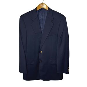 Hickey Freeman Loro Piana Boardroom Blazer 41R Blue Gold Buttons